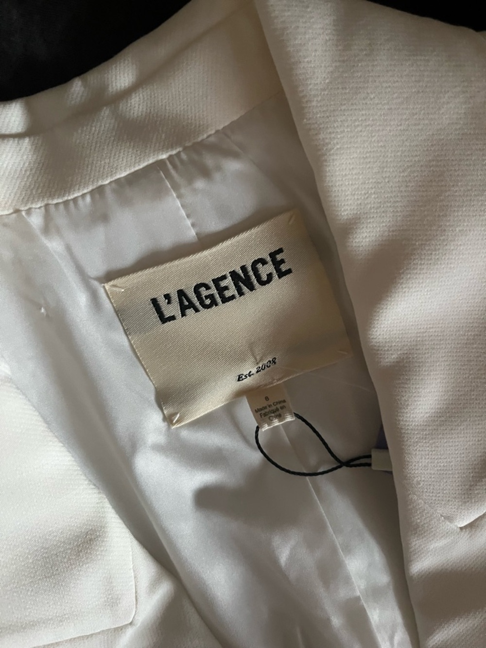 L'AGENCE White Double-Breasted Blazer with Gold Buttons - Picture 3 of 5